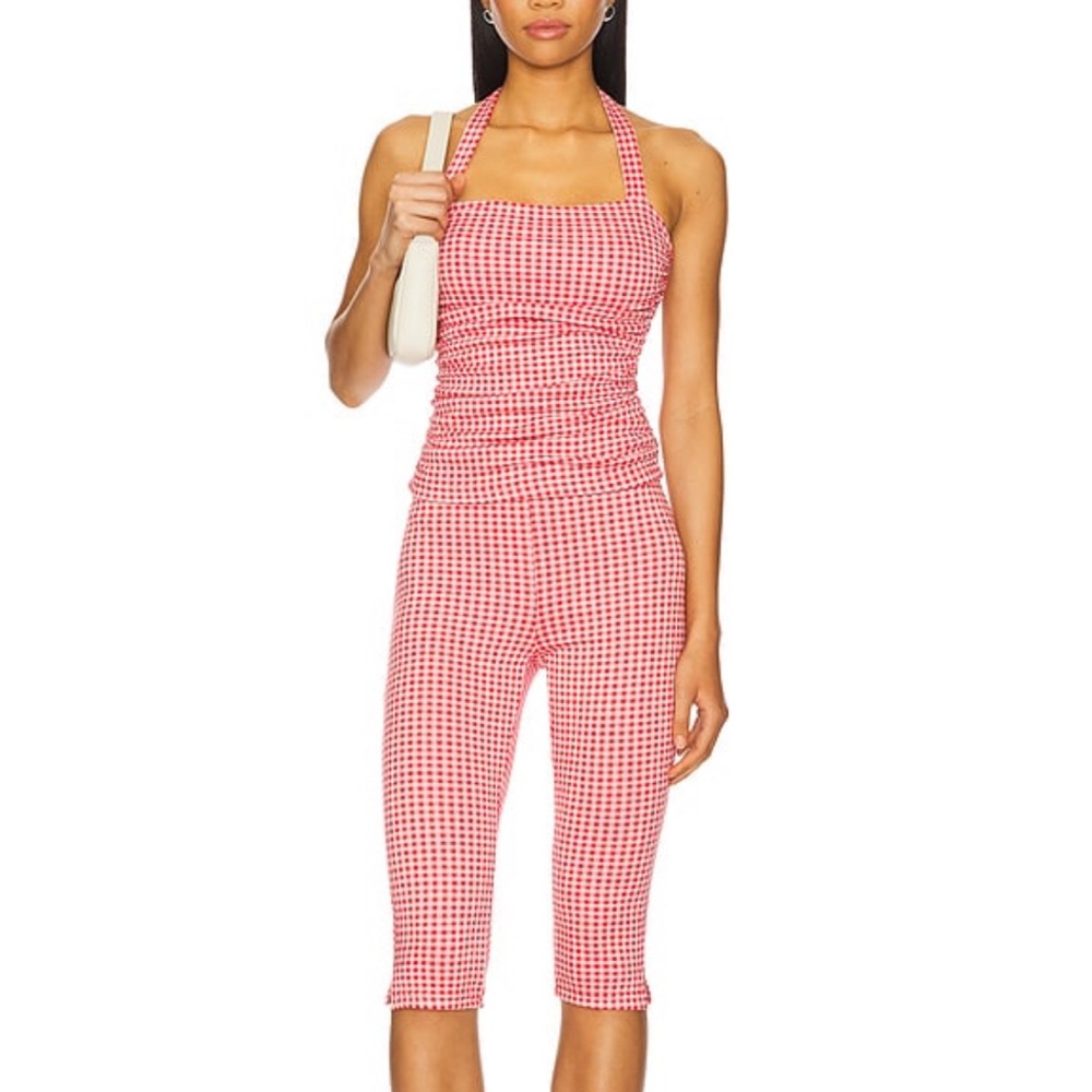 Red Checkered Women's Capris